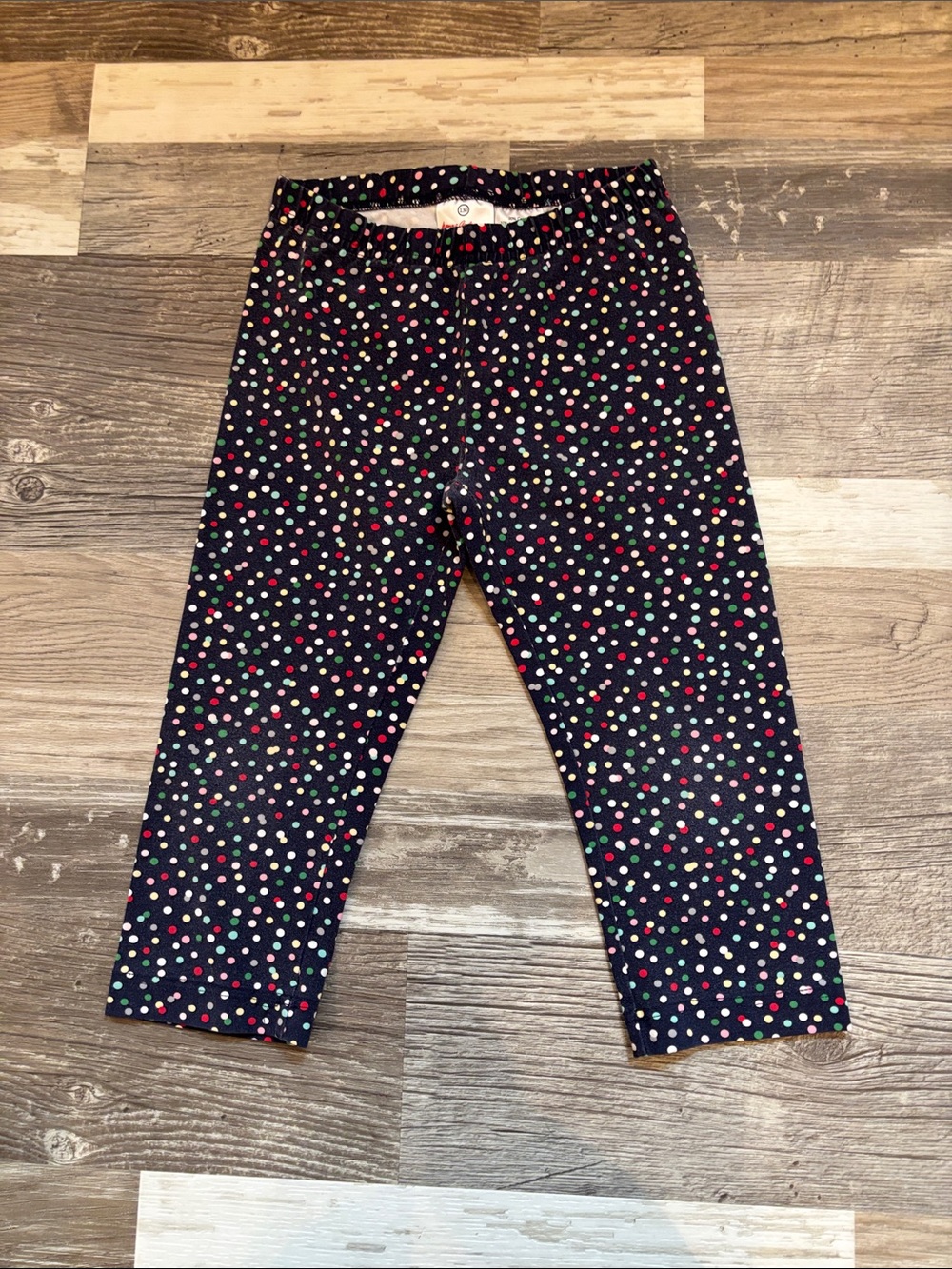 Hanna Andersson Navy Capri Leggings with Multicolor Polka Dots size 8